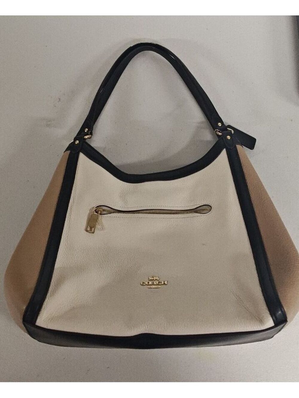 Coach Kristy C6828 Colorblock Leather Shoulder Bag Gold Chalk Multi Dust Bag